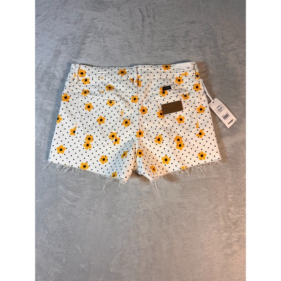 Wrangler White Floral Polka Dot Printed Jean Shorts Yellow Flowers Size 30 - Picture 2 of 7